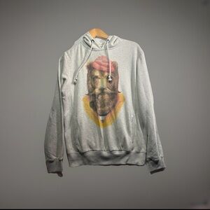 Cotton On VTG Bear mustache outdoor Gray Graphic Hoodie Old Small pipe Woods